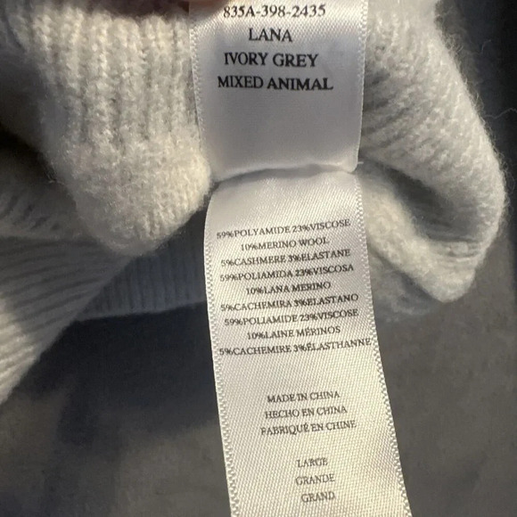 Rails Lana Sweater Grey Ivory Mixed Animal Print Size L Wool Cashmere Blend - Picture 8 of 11